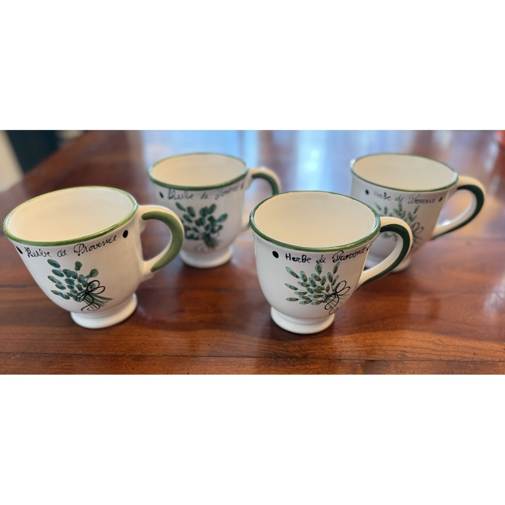 Gail Pittman Southern Living at Home Provence Pedestal Mugs Set Of 4 Signedโ